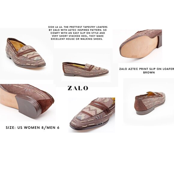 Zalo Aztec Print Slip on Loafer in Brown - Picture 1 of 8